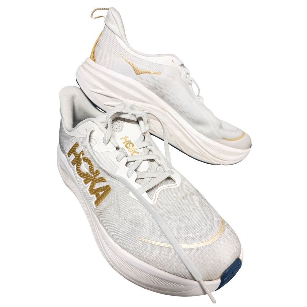 Hoka Skyflow Mens Running Shoes White Gold Frost 1155111 FTG Size 10 D